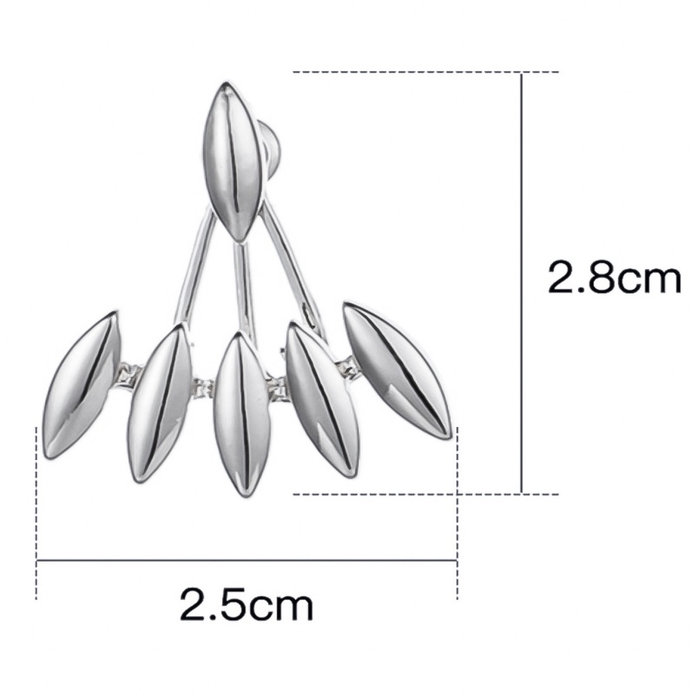 Silver Oblong Studs w/Matching Earring Jackets - Picture 6 of 6